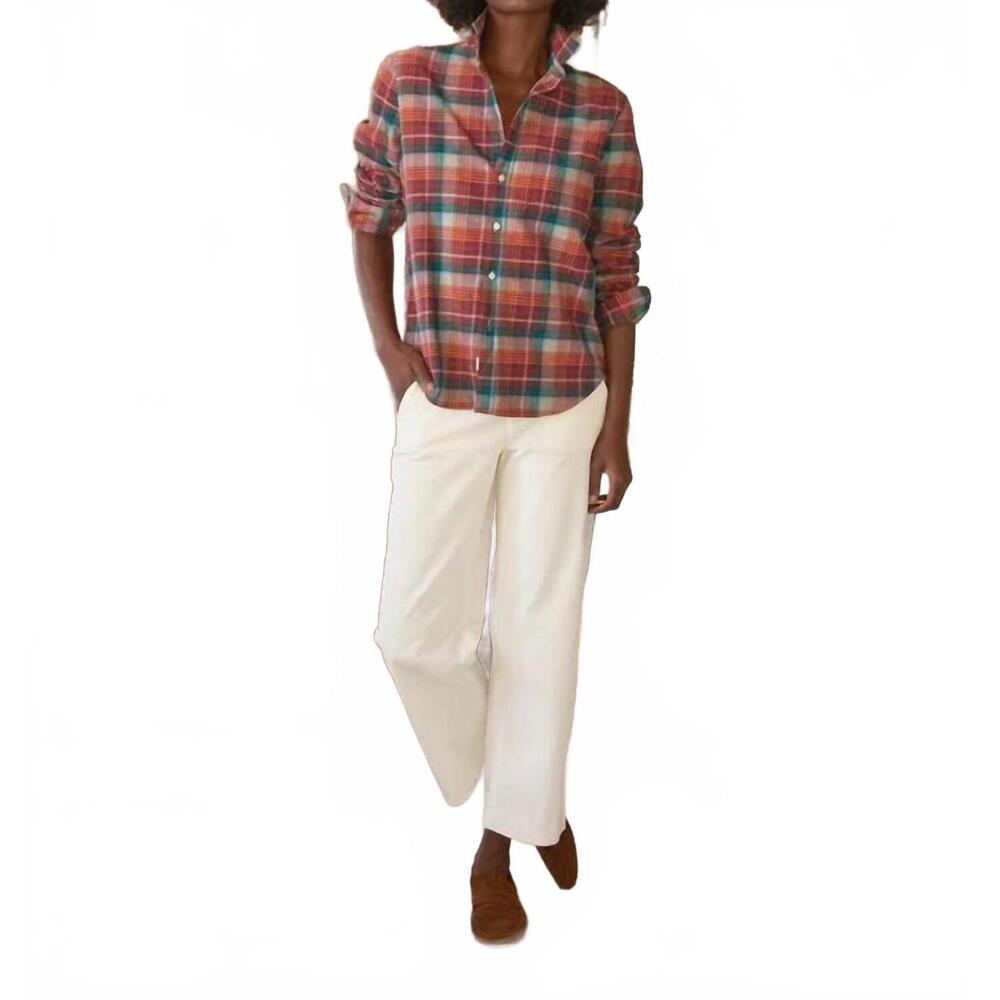 NEW FRANK & EILEEN eileen relaxed button up shirt in wine/green plaid